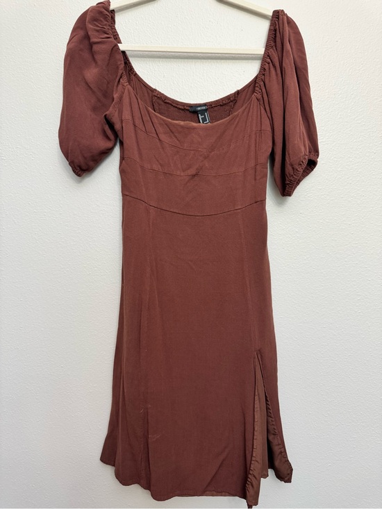 Forever 21 Dresses & Skirts - Forever 21 Rust Brown Puff Sleeve Midi Dress